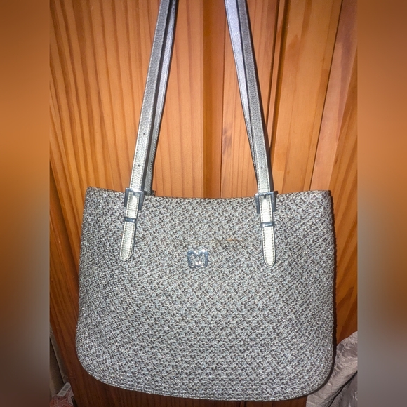 Eric Javits New York gray and metallic raffia tote bag. - Picture 5 of 14